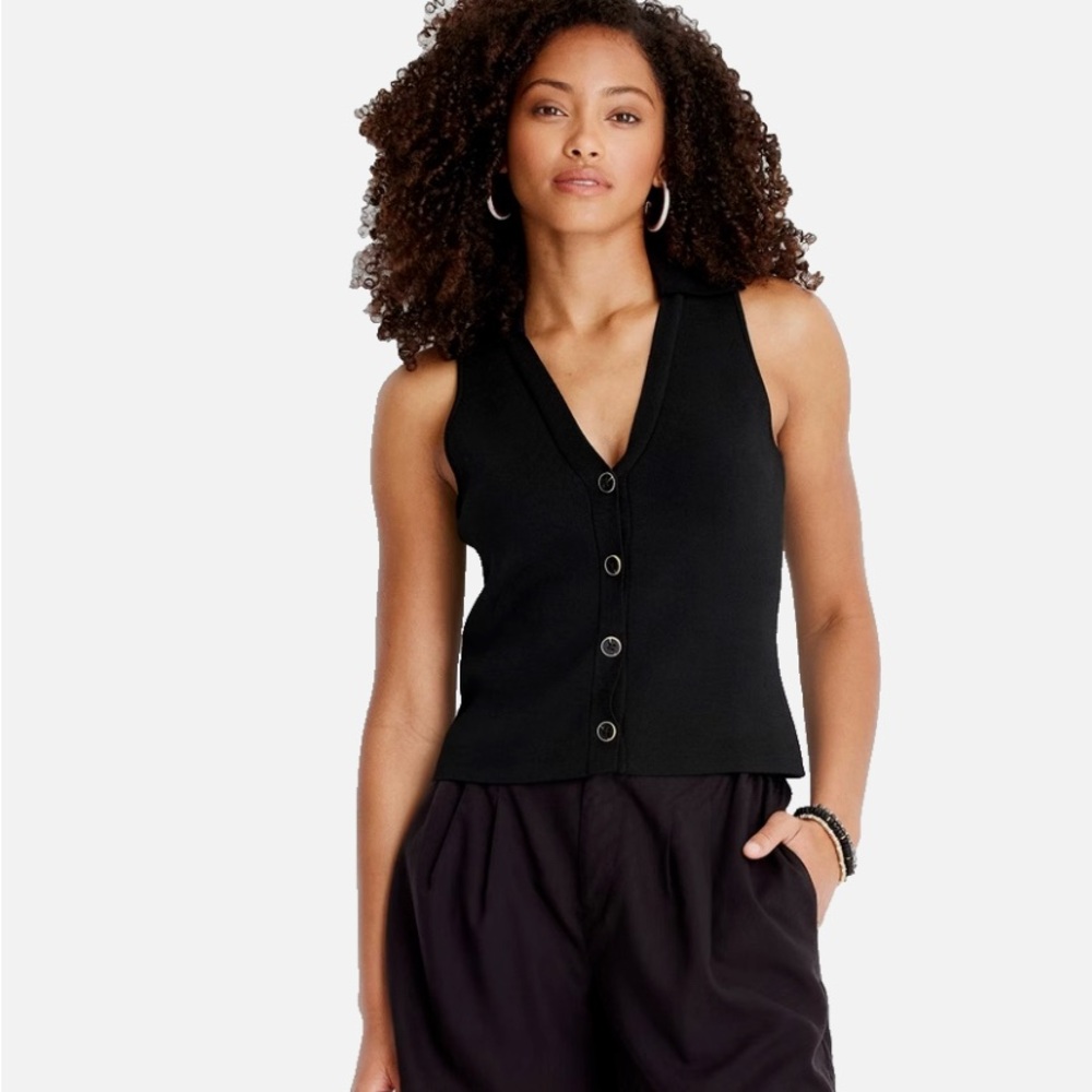 Target Future Collective x Jenee Naylor Black Button-Down Sleeveless Top